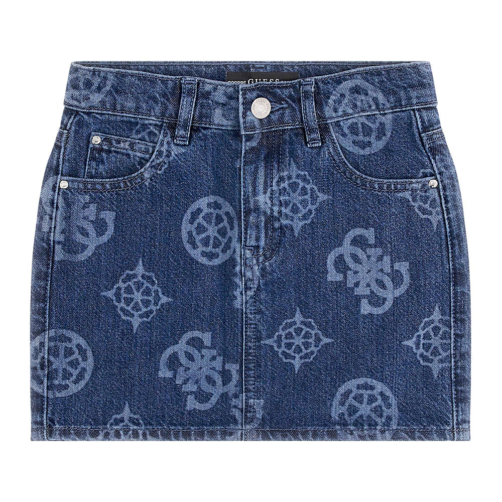 Denim skirt with Guess brand logos