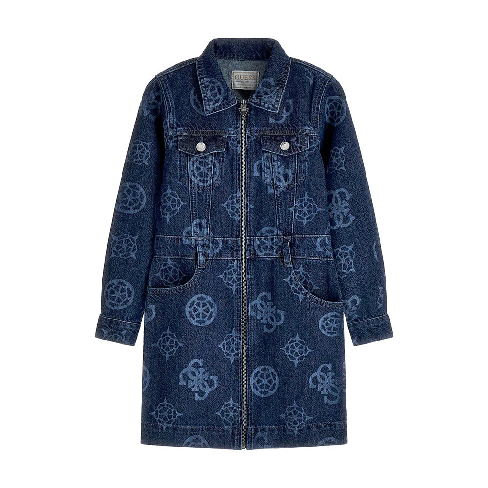 Дънкова рокля за момиче с лога Guess