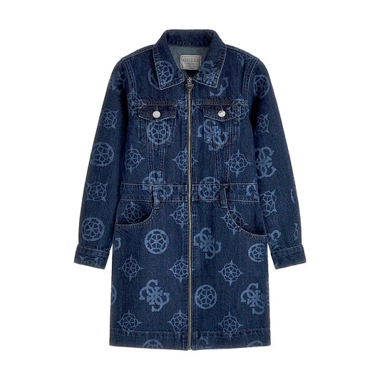 Дънкова рокля за момиче с лога Guess