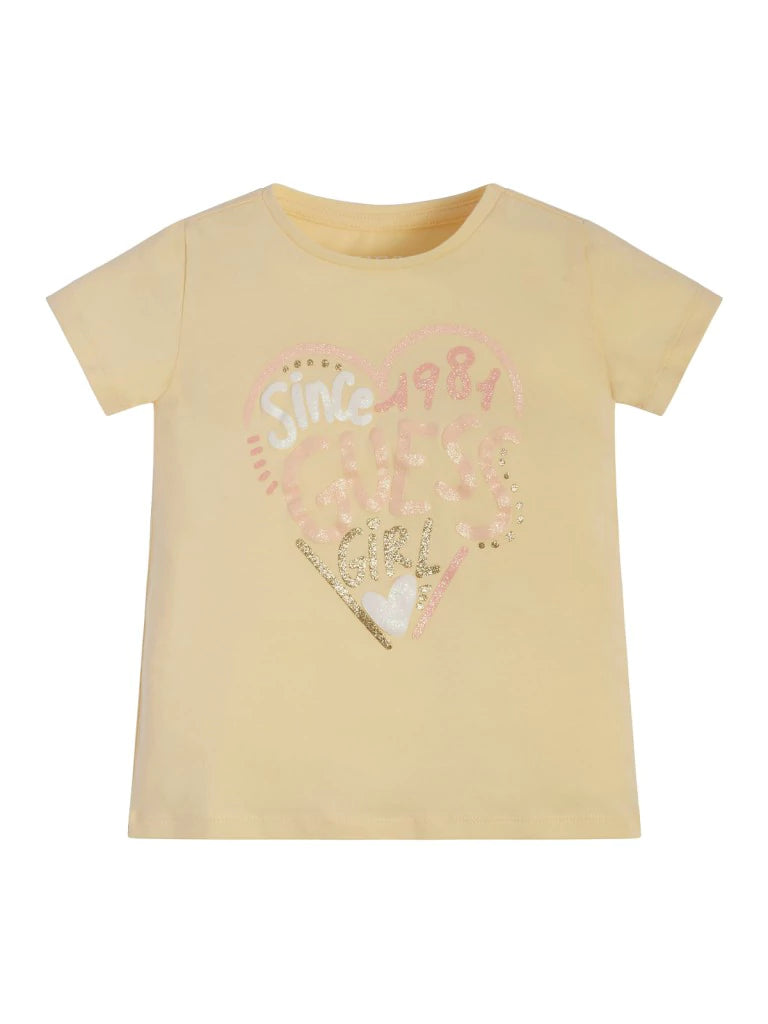 Тениска за момиче в жълто Guess
