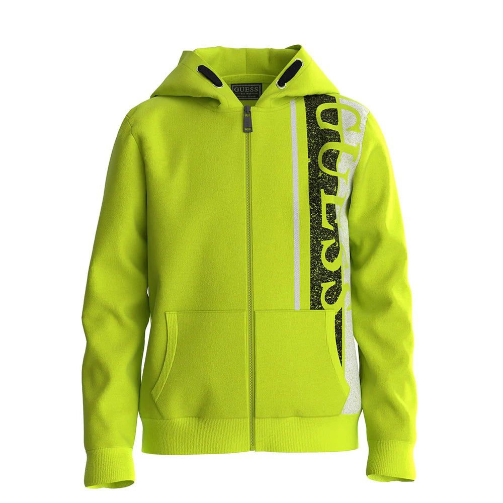 Суичър за момче в зелено с контрастен надпис Guess