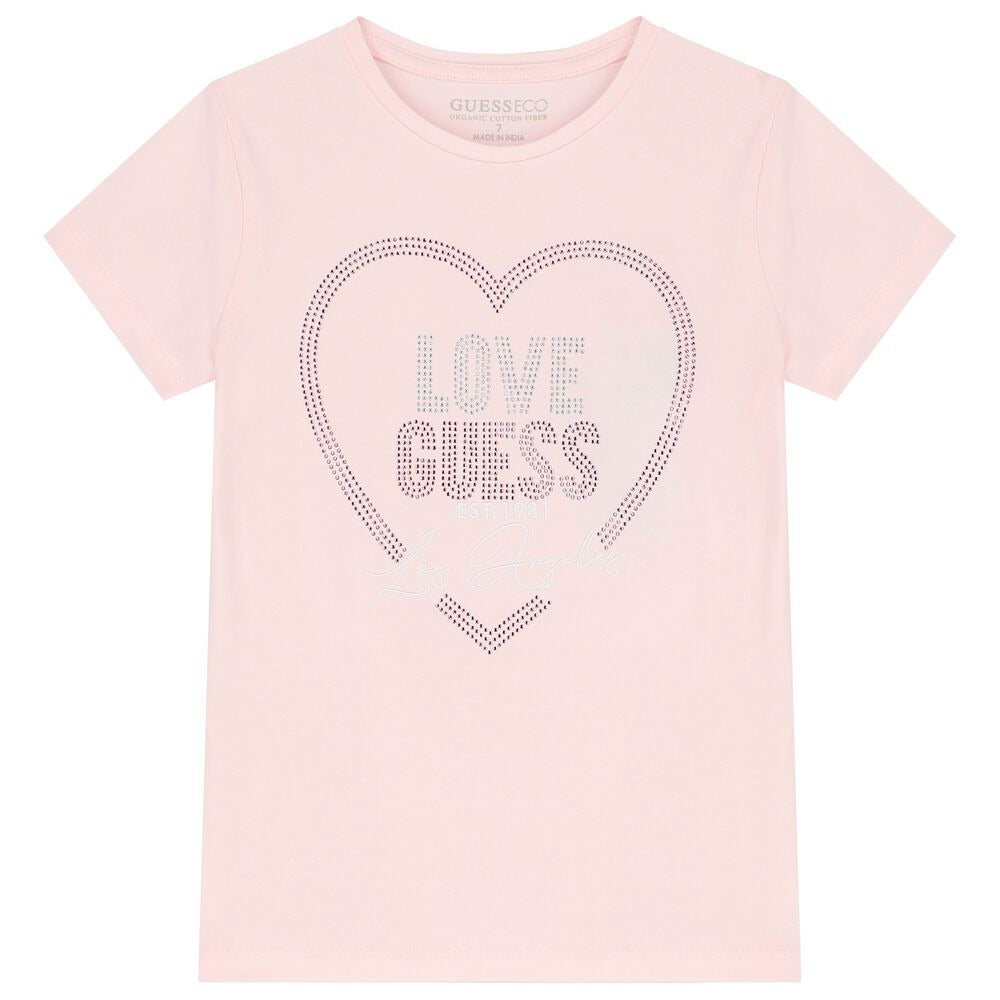 Тениска за момиче в розово Guess