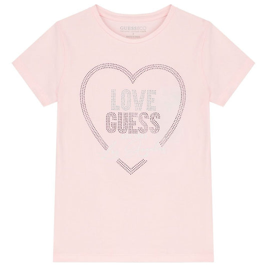 Тениска за момиче в розово Guess