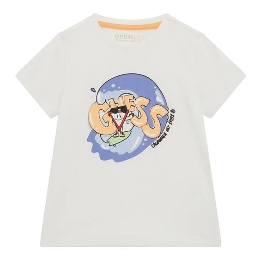 Тениска за момче в бяло Guess